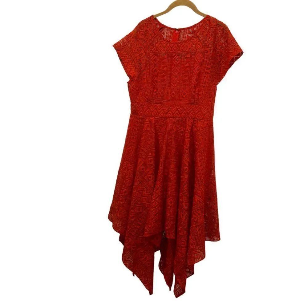 Maeve Anthropologie burnt orange handkerchief hem dress
